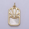 Gold Evil Eye Charm Necklace, Tiger Eye, Abalone, Pearl Evil Eye Charm Necklace, Rectangle Evil Eye Charm, Evil Eye Tag, Square Evil Eye Charm, Eye of Ra N-774 - N-776