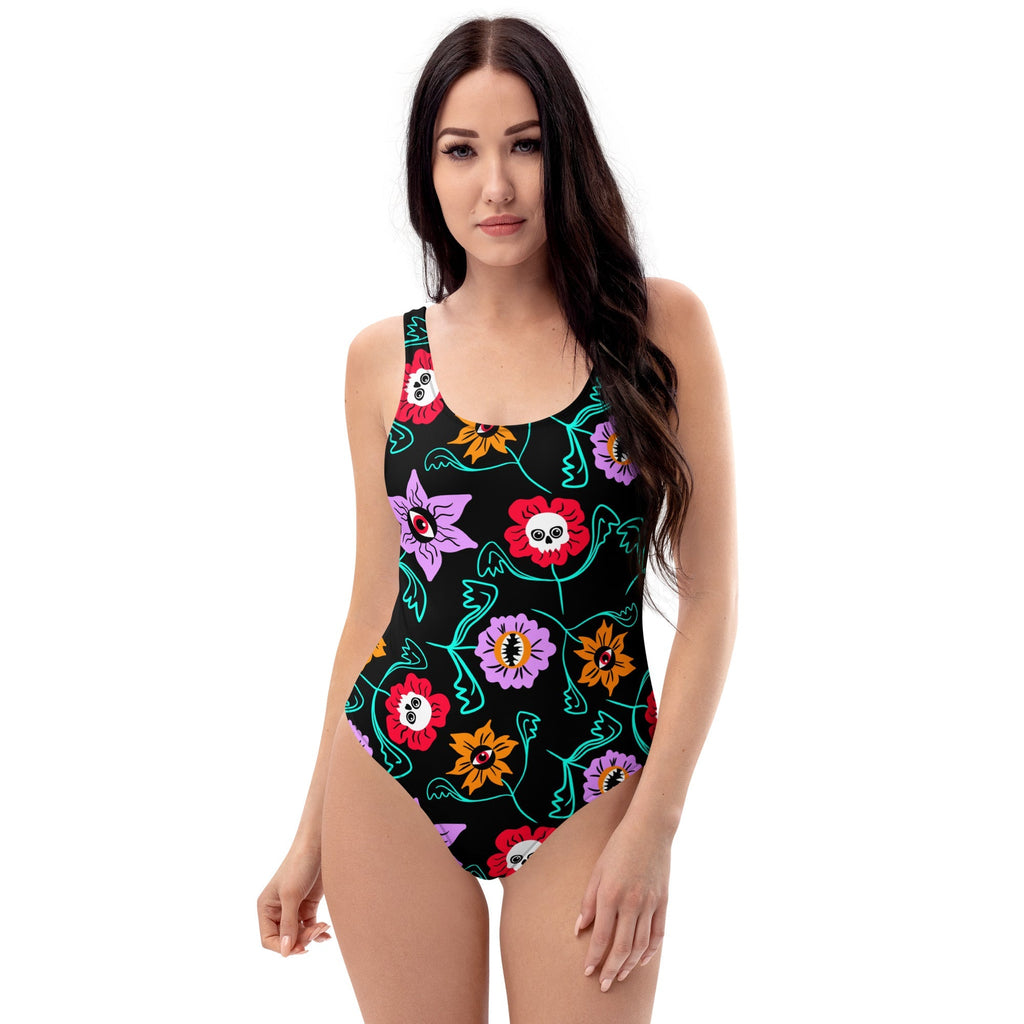 Gothic Floral One-Piece Swimsuit
