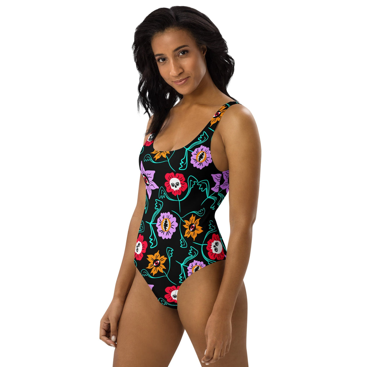 Gothic Floral One-Piece Swimsuit