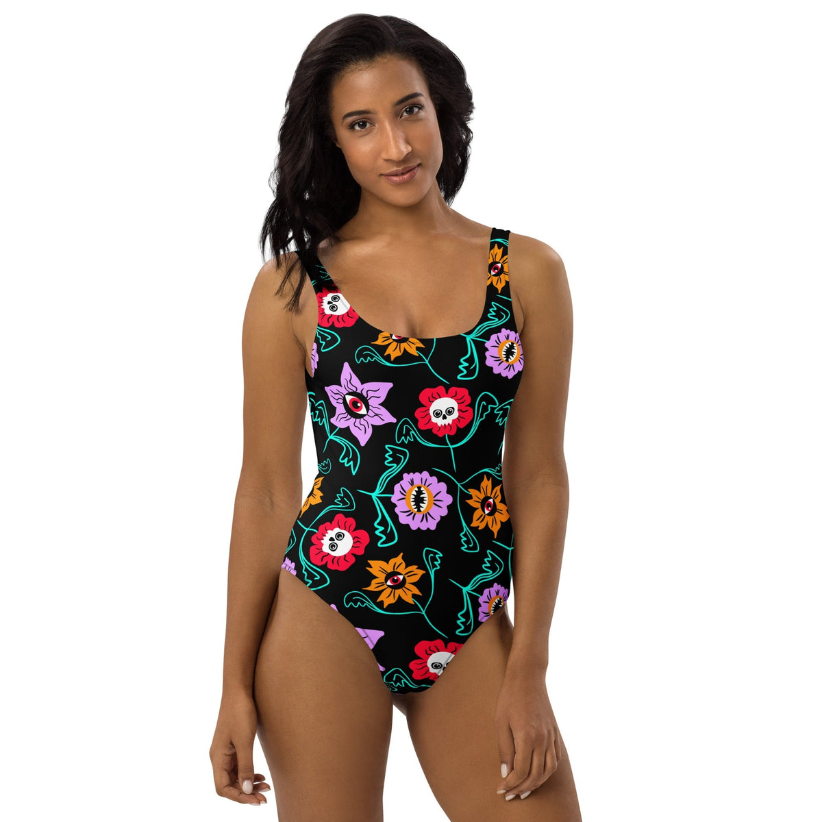 Gothic Floral One-Piece Swimsuit