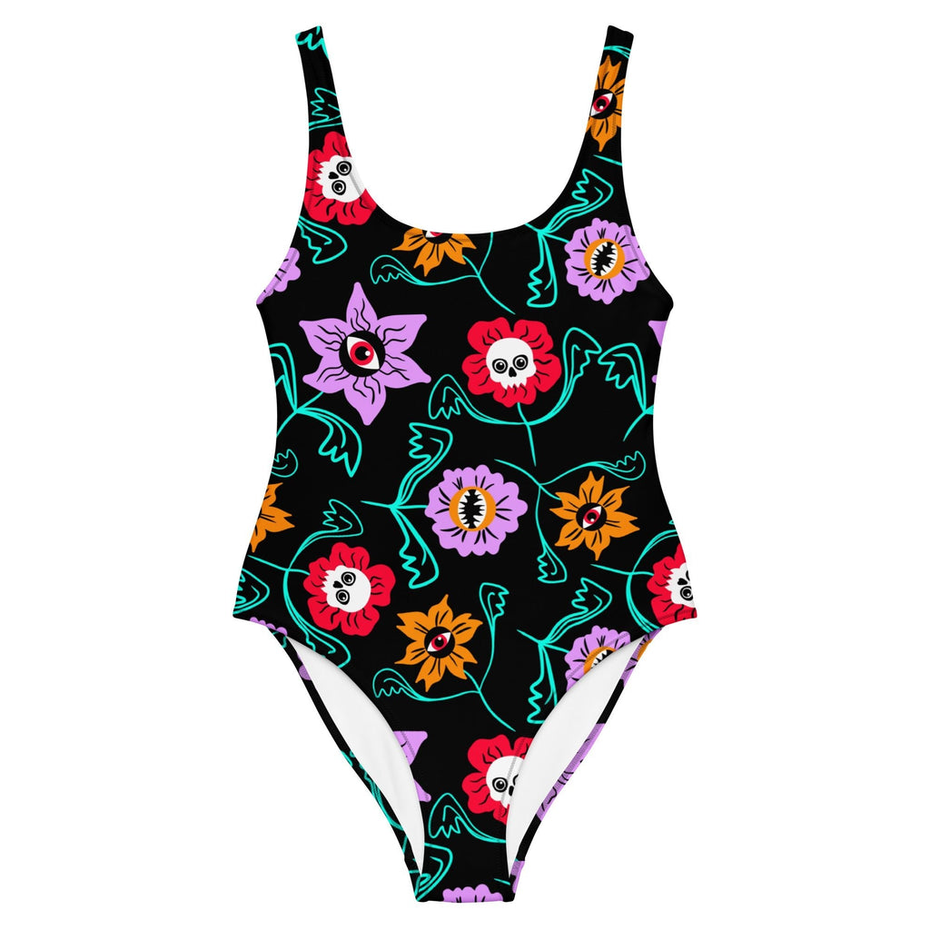 Gothic Floral One-Piece Swimsuit