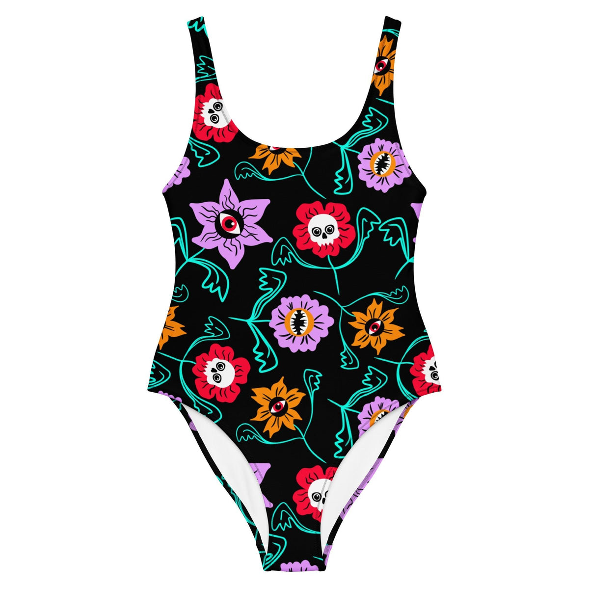 Gothic Floral One-Piece Swimsuit