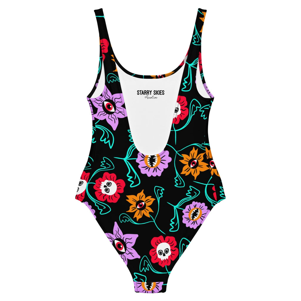 Gothic Floral One-Piece Swimsuit