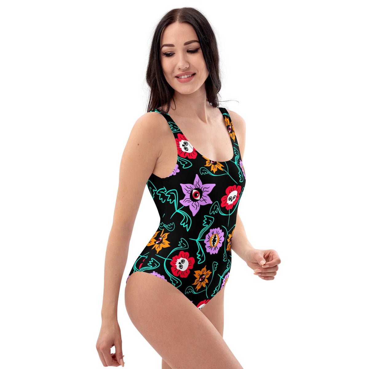 Gothic Floral One-Piece Swimsuit