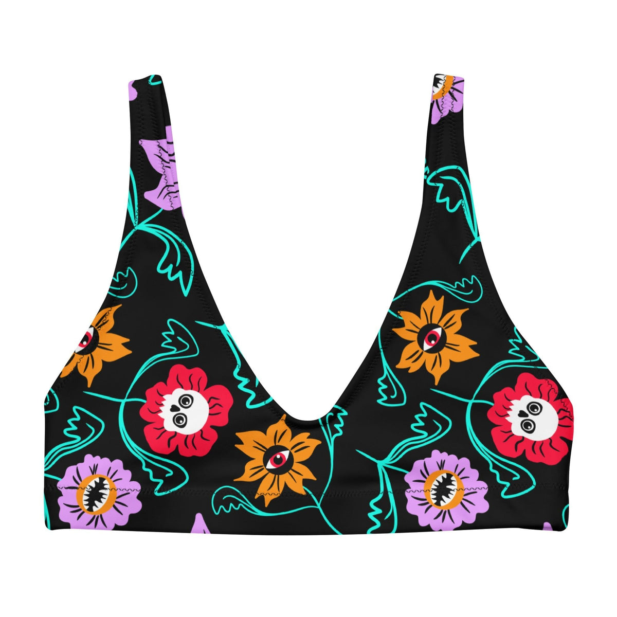 Gothic Floral Padded Bikini Top