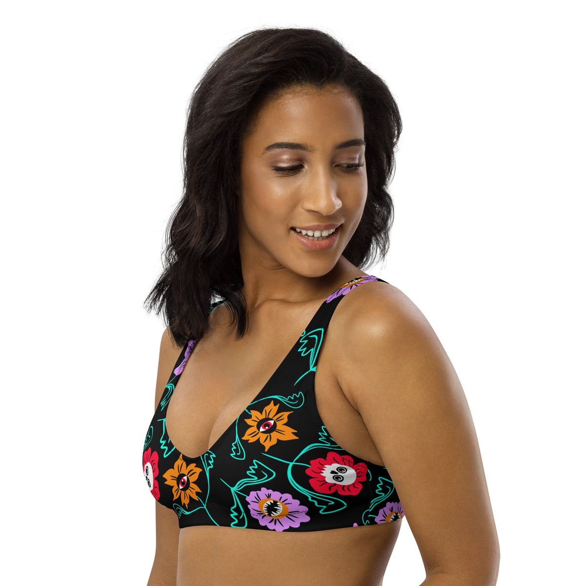Gothic Floral Padded Bikini Top