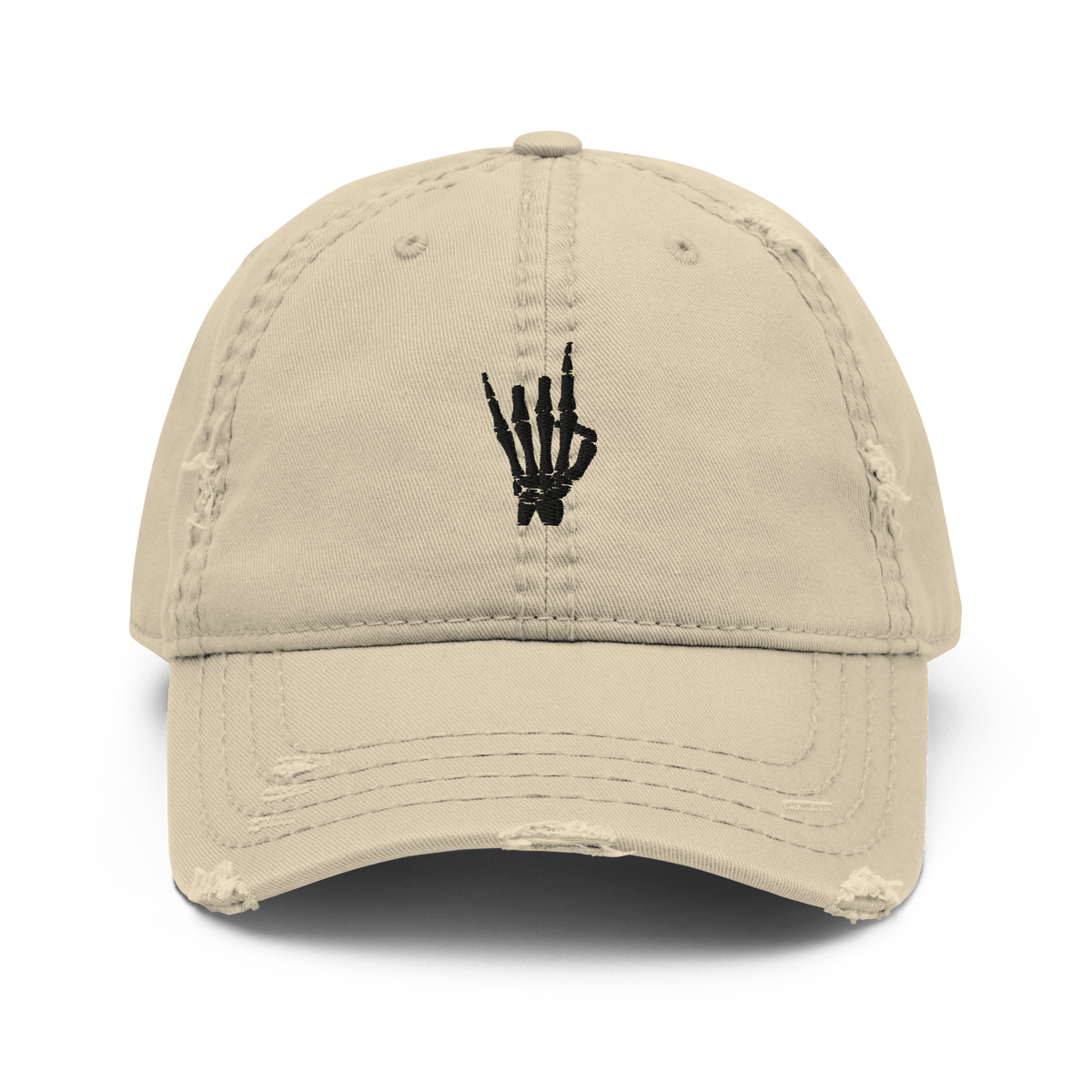 Rock On Skeleton Distressed Dad Hat